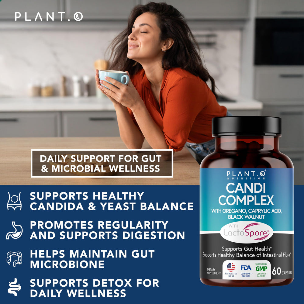 Herbal blend with black walnut and reishi for candida support