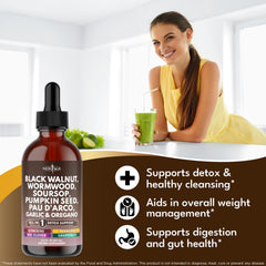 Soursop and herbs blend in liquid tincture bottle