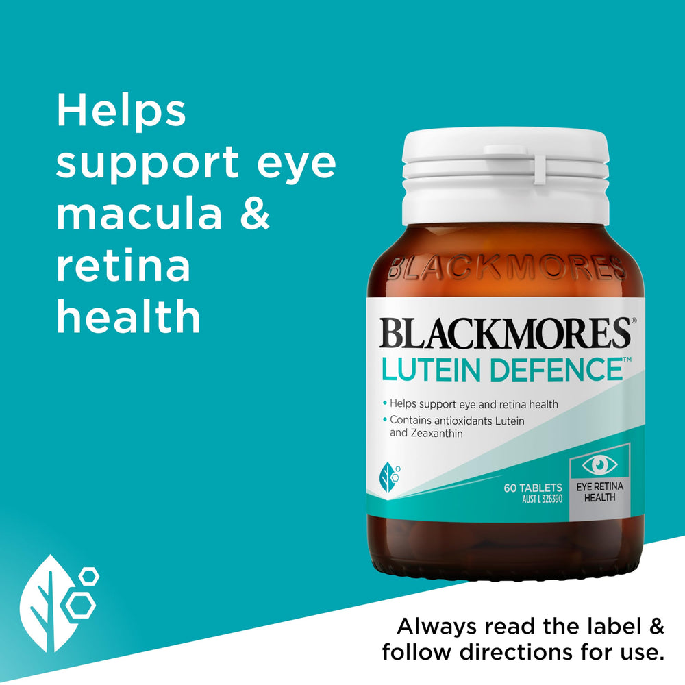 Packshot of Blackmores Lutein Defence 60 Tablets with box