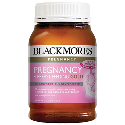 Front view of Blackmores Pregnancy & Breastfeeding Gold 180 Capsules bottle