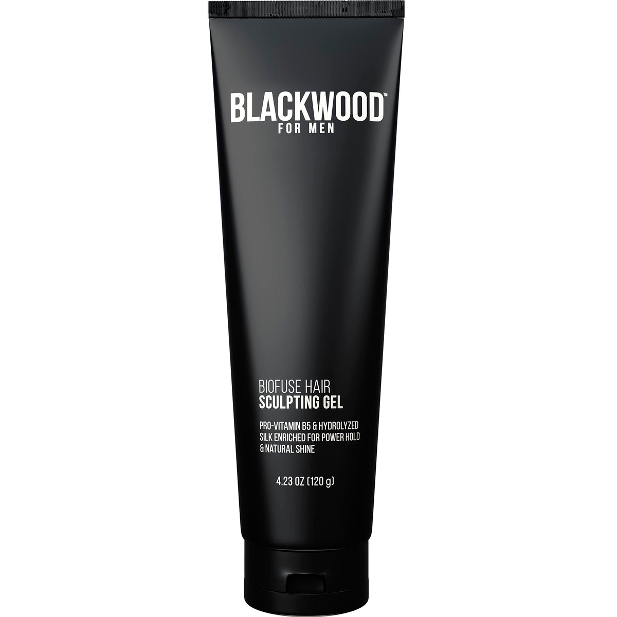 Blackwood For Men BioFuse Hair Sculpting Gel tube shows long-lasting hold for all hair types.