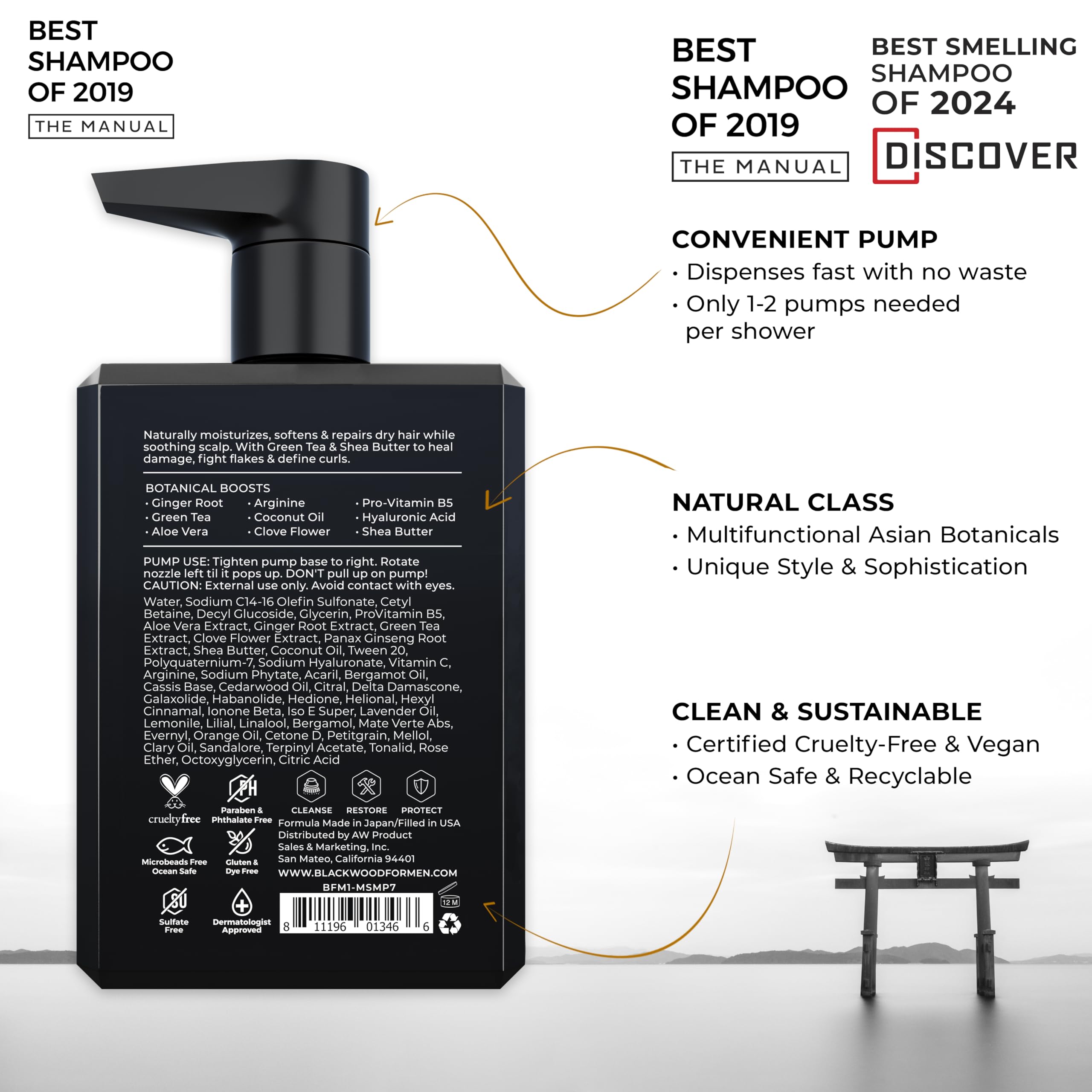 Blackwood For Men Hydroblast Shampoo with aloe vera soothing scalp while cleansing.