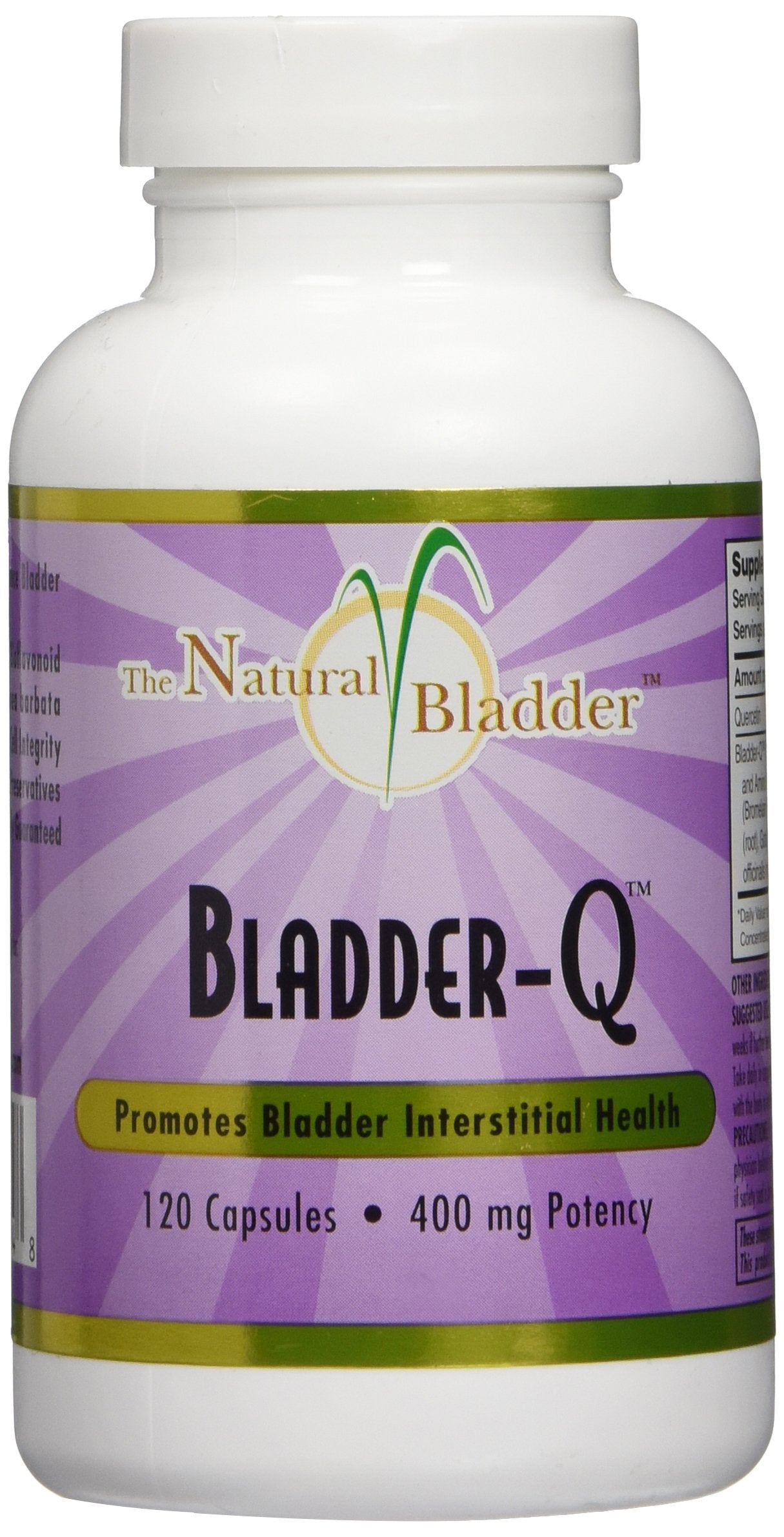 Bladder-Q 400 mg bottle with 120 capsules on a white background