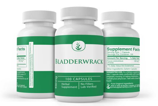 Bladderwrack capsules label showing single ingredient