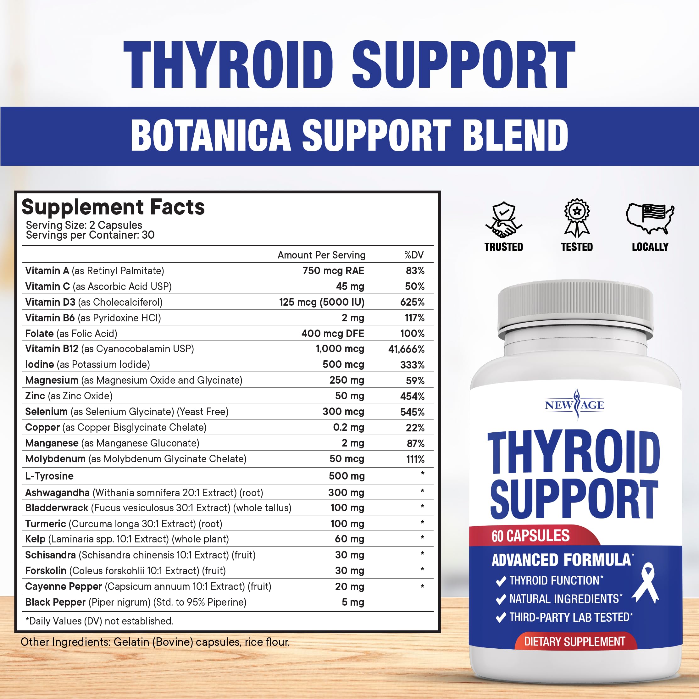 Bladderwrack, kelp and turmeric in thyroid formula