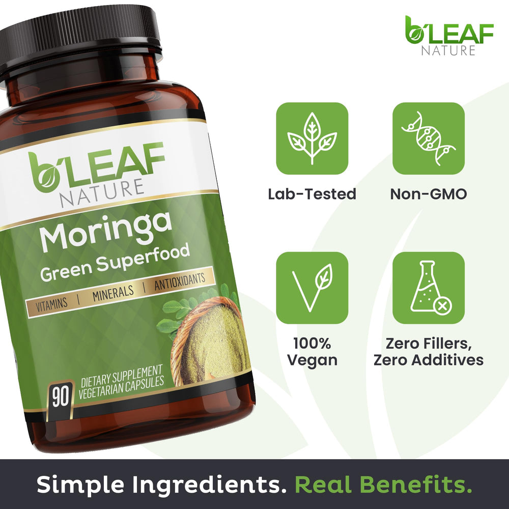 Organic Moringa Oleifera leaves ingredient close-up