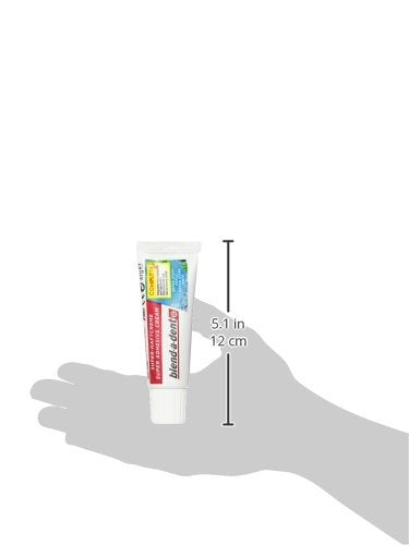 Crumb protection seal between gums and denture under Blend-a-dent Complete