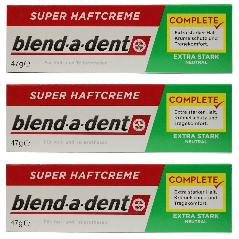 Blend-A-Dent Extra Stark Neutral Green Denture Adhesive Cream 47g - 3 Pack