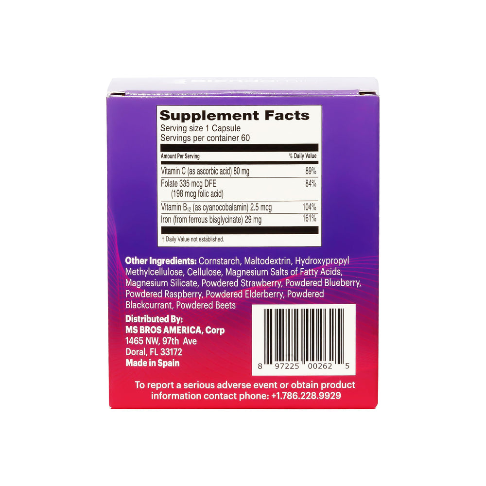 Blendamin Iron capsules packaging label