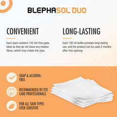 Close-up of Blephasol Duo application with cotton pad
