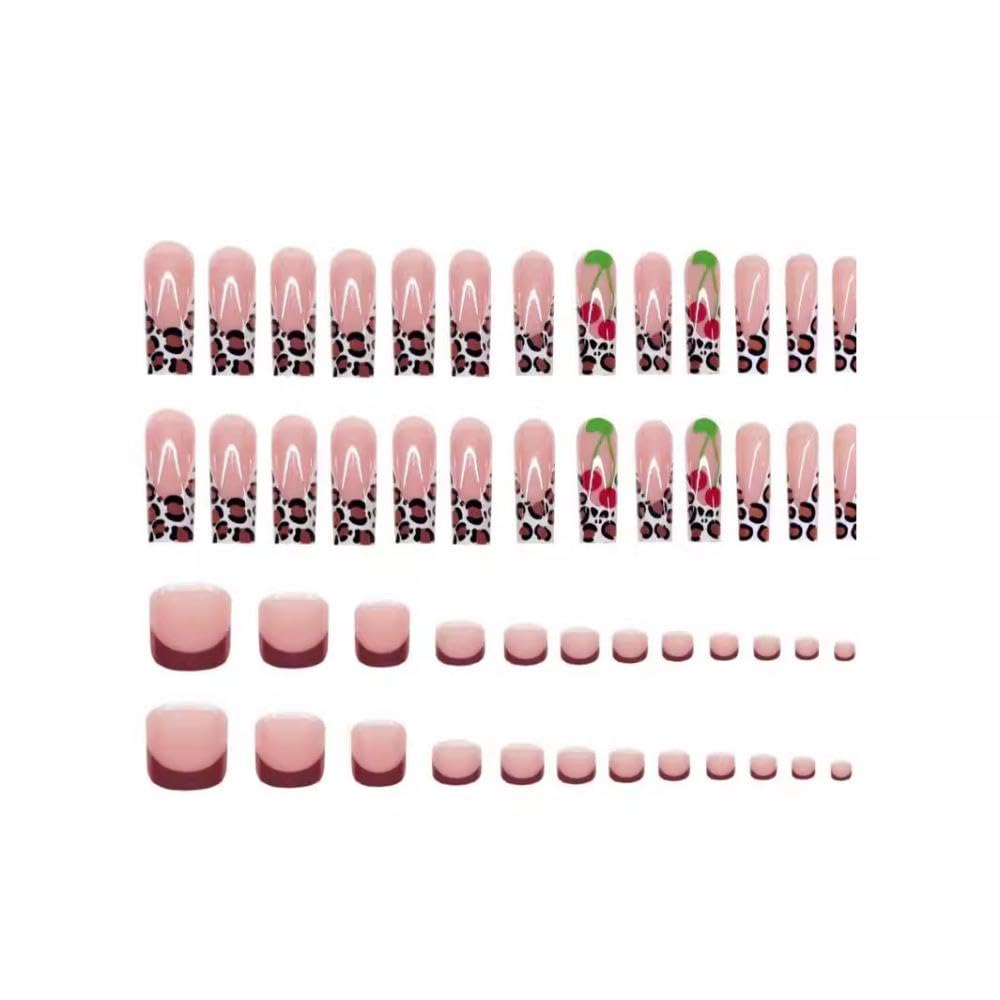 BLGTGH cherry design toenails close-up ideal for bold summer style.