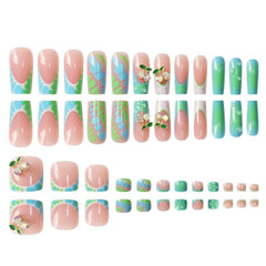 BLGTGH green press-on toenails with 24-piece kit for easy at-home mani.