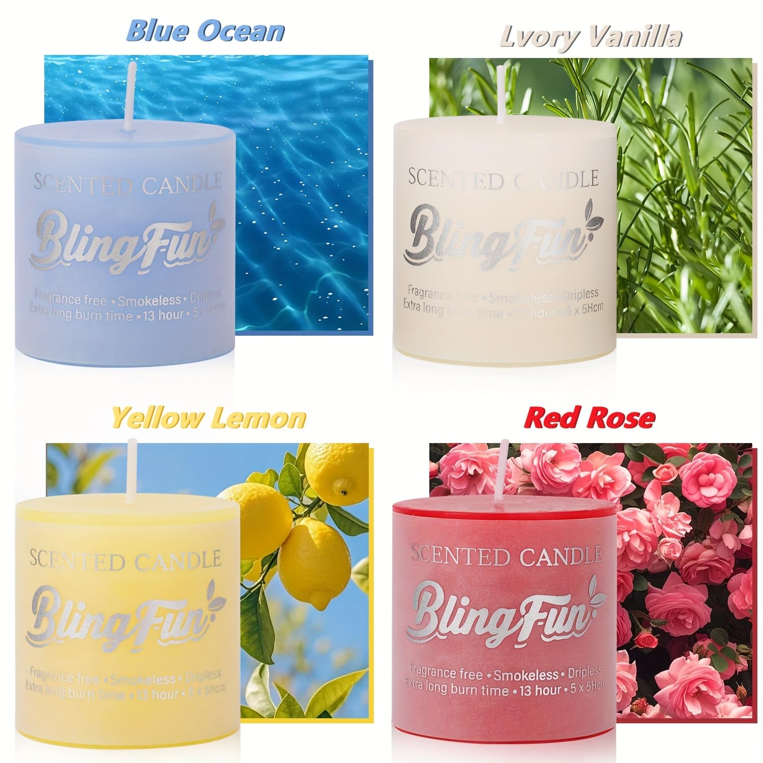 Blingfun flower candle green tea for refreshing focus and calm energy.
