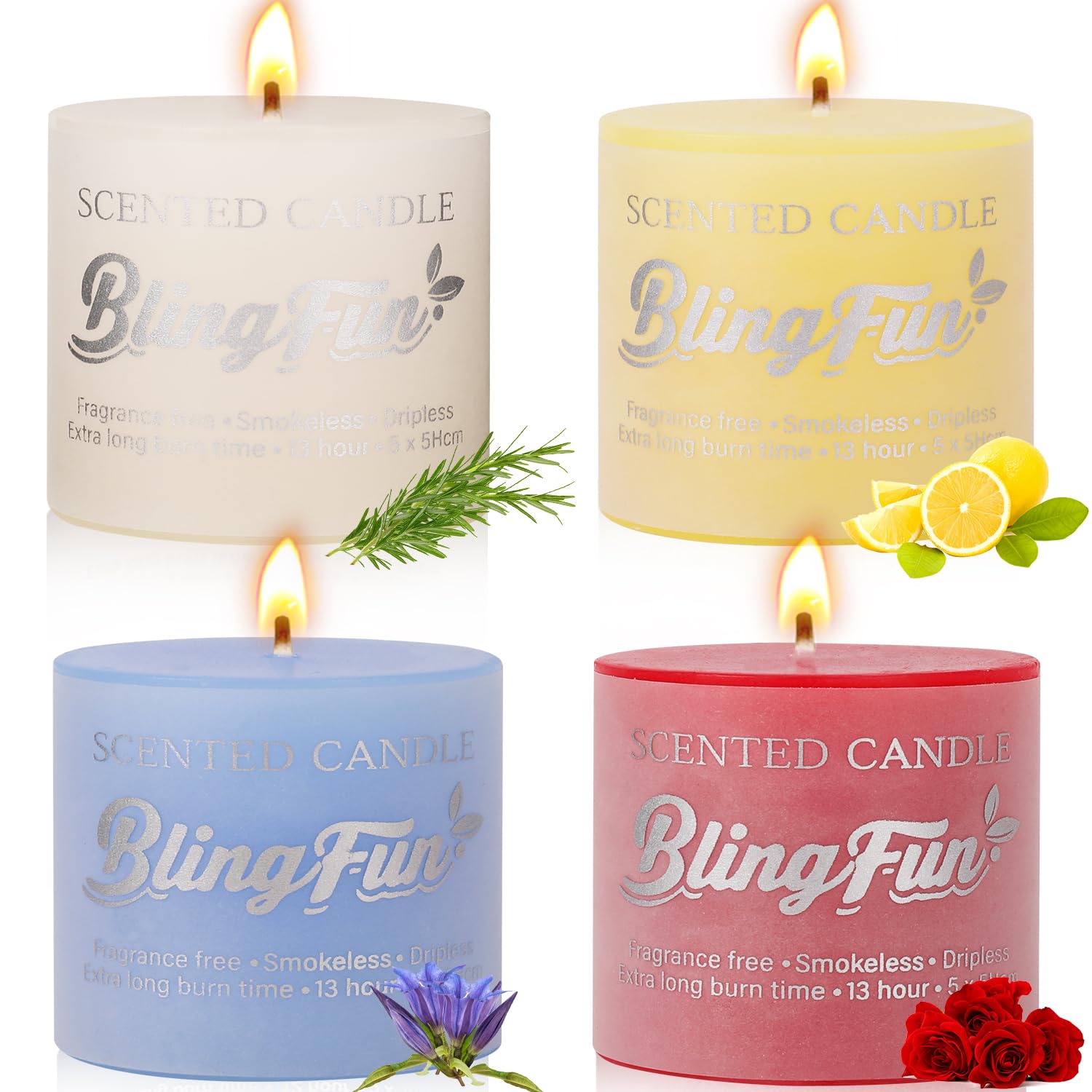 Blingfun flower candle purple lavender for calming aromatherapy and relaxing evenings.