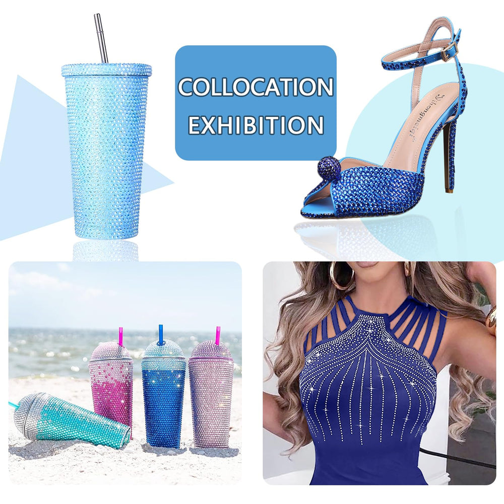 Versatile Capri Blue rhinestones for nails, clothing, bags, and phone case embellishments