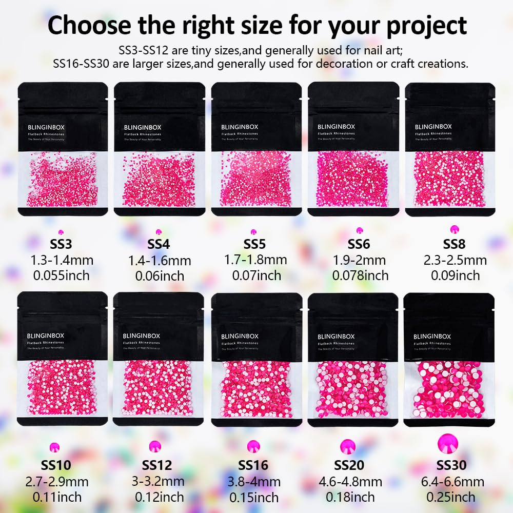 Blinginbox orange neon rhinestones ideal for nail art and DIY tumblers.