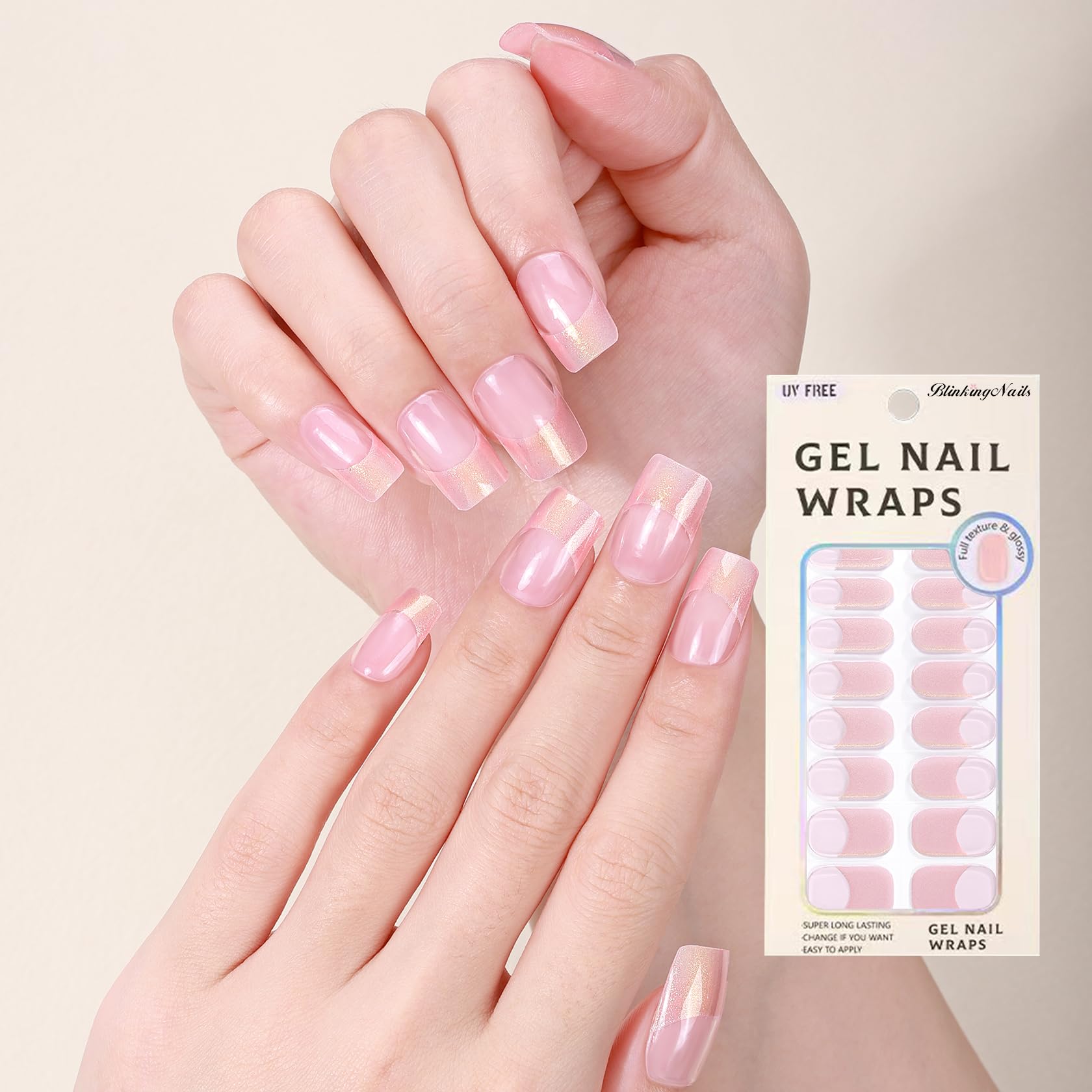 BlinkingNails nail stickers packaging shows a complete at‑home manicure kit for quick results