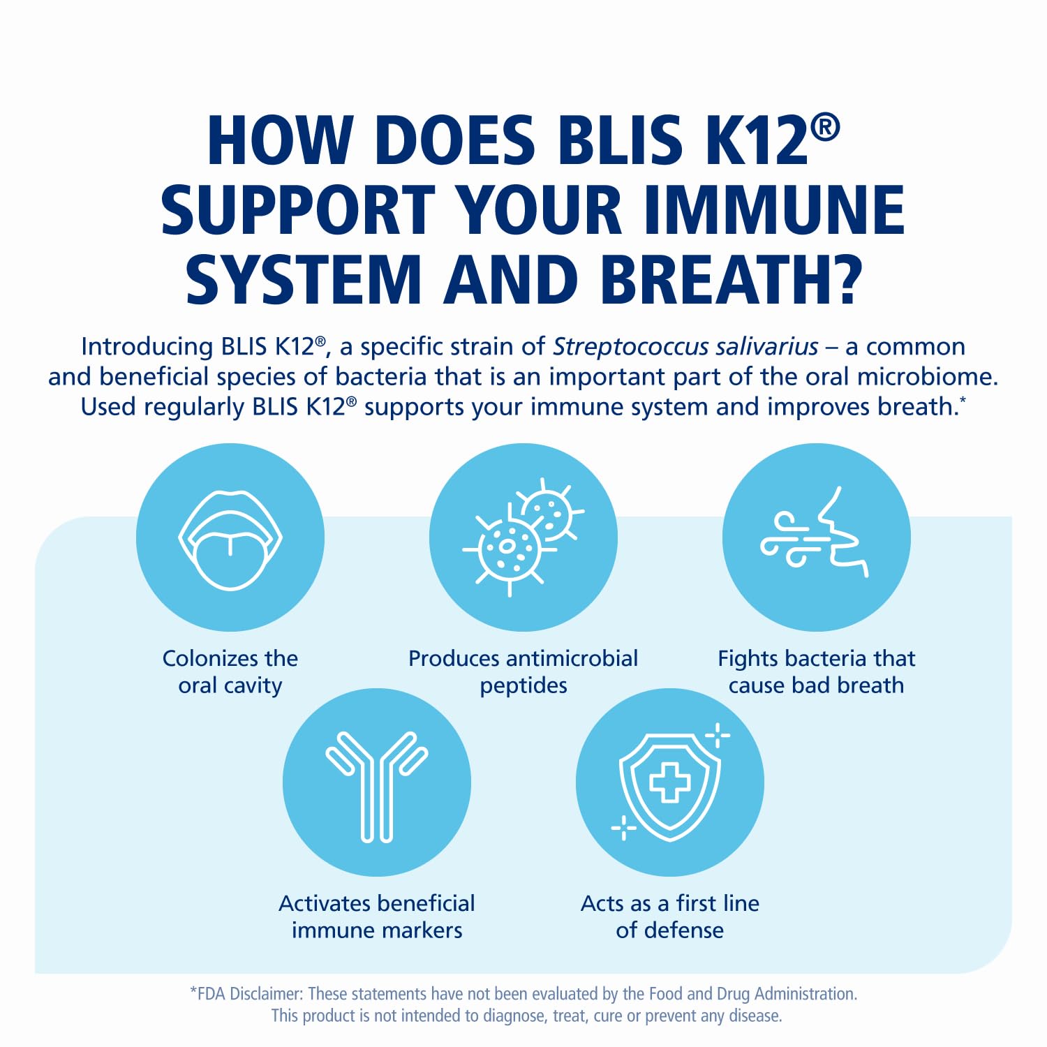 Two BLIS ThroatHealth K12 lozenges with label