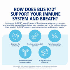 Two BLIS ThroatHealth K12 lozenges with label