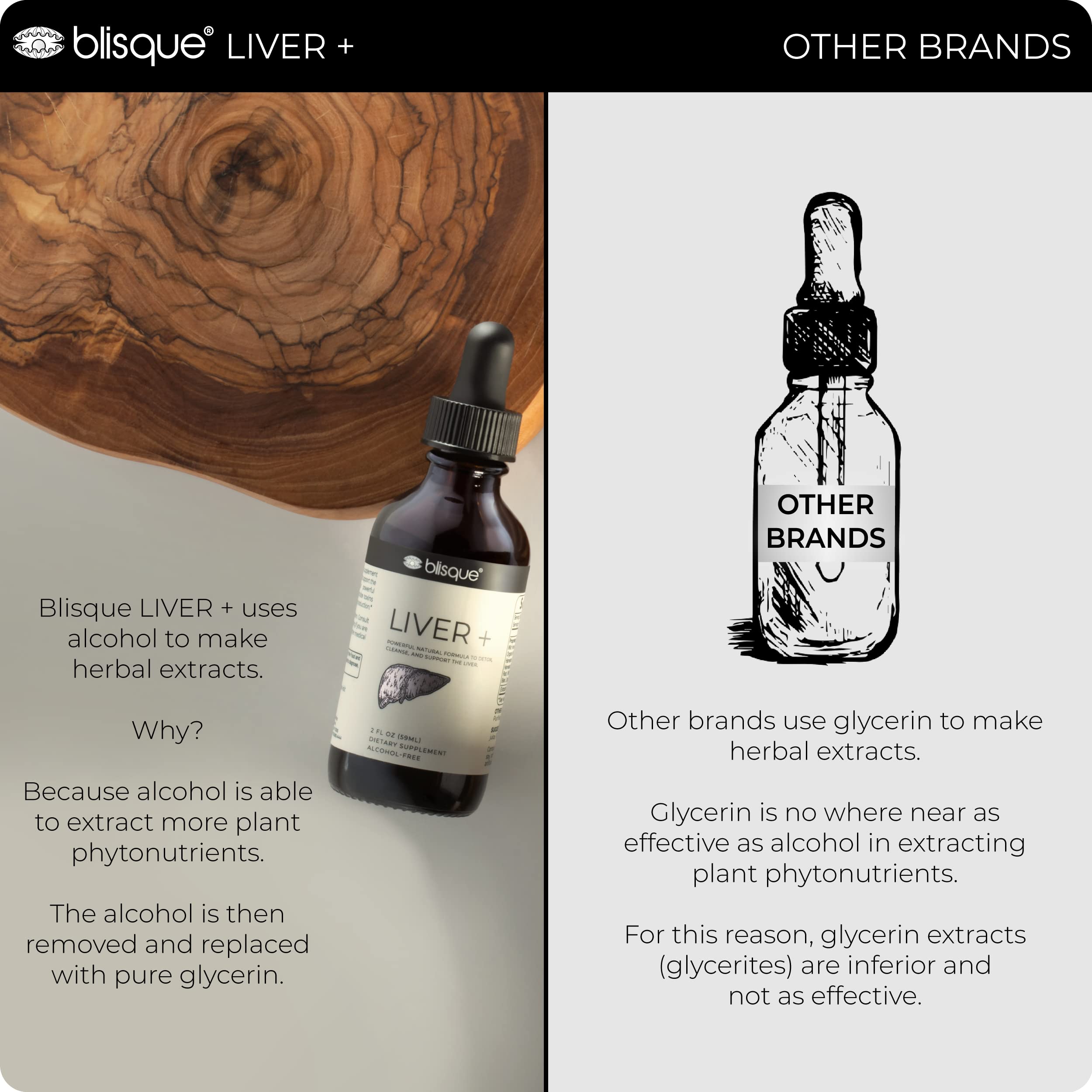 Label close-up of Blique Liver Complex
