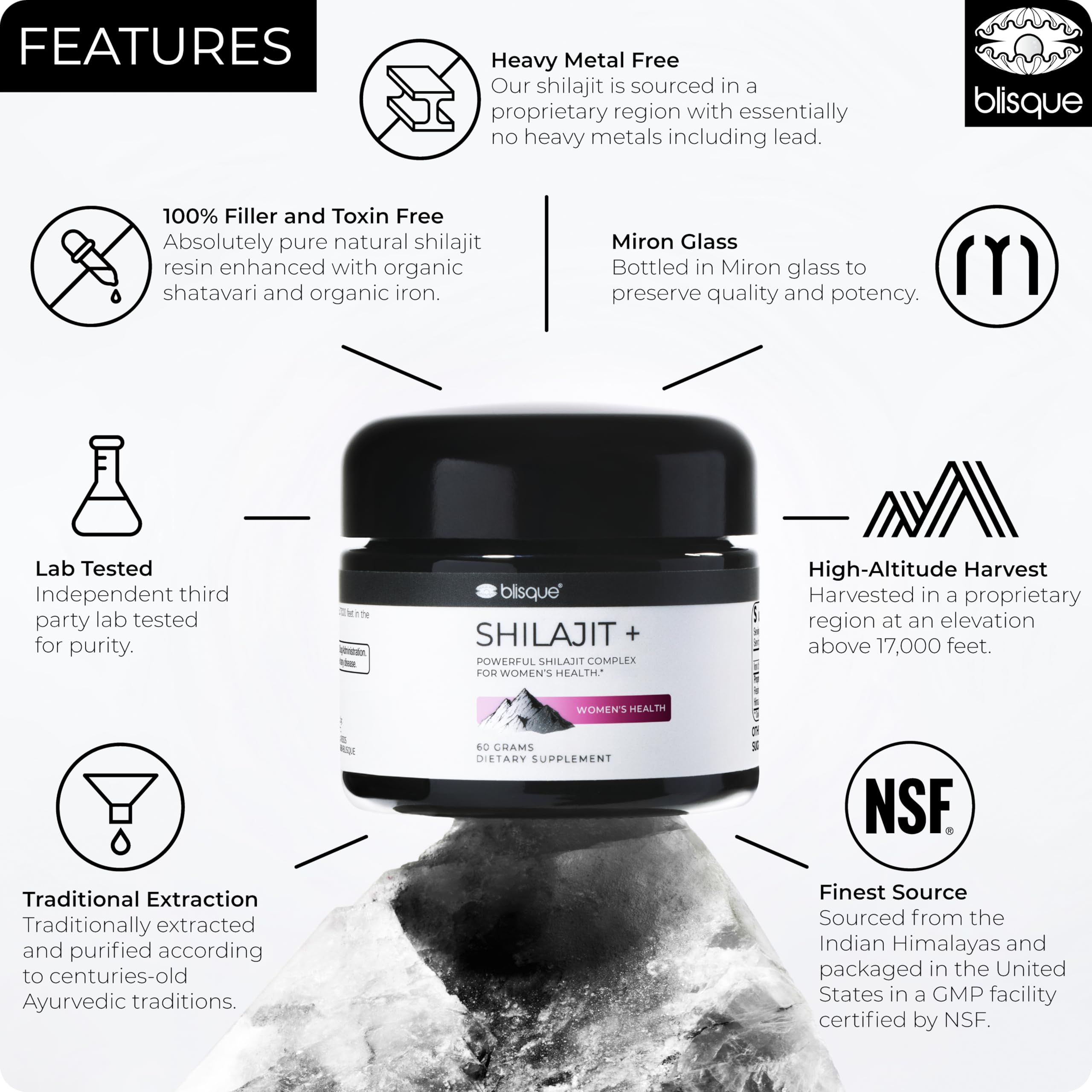 Mineral-rich Shilajit resin with fulvic and humic acids