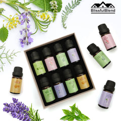 Gift-ready BlissfulBlend 8-piece essential oils gift set for holidays
