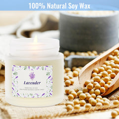 Lavender scented candle in glass jar