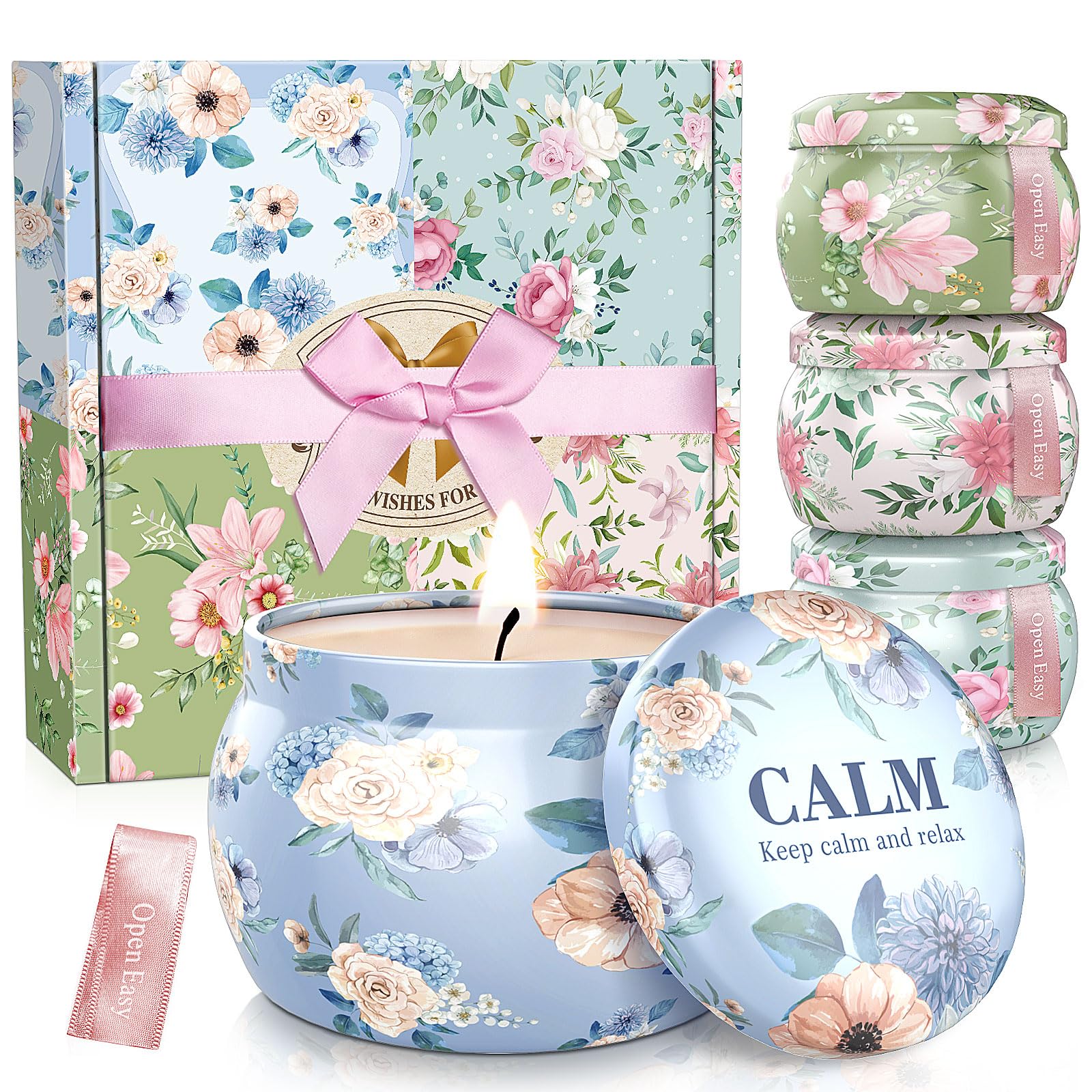 BlissfulOasis four-pack scented candles with lids