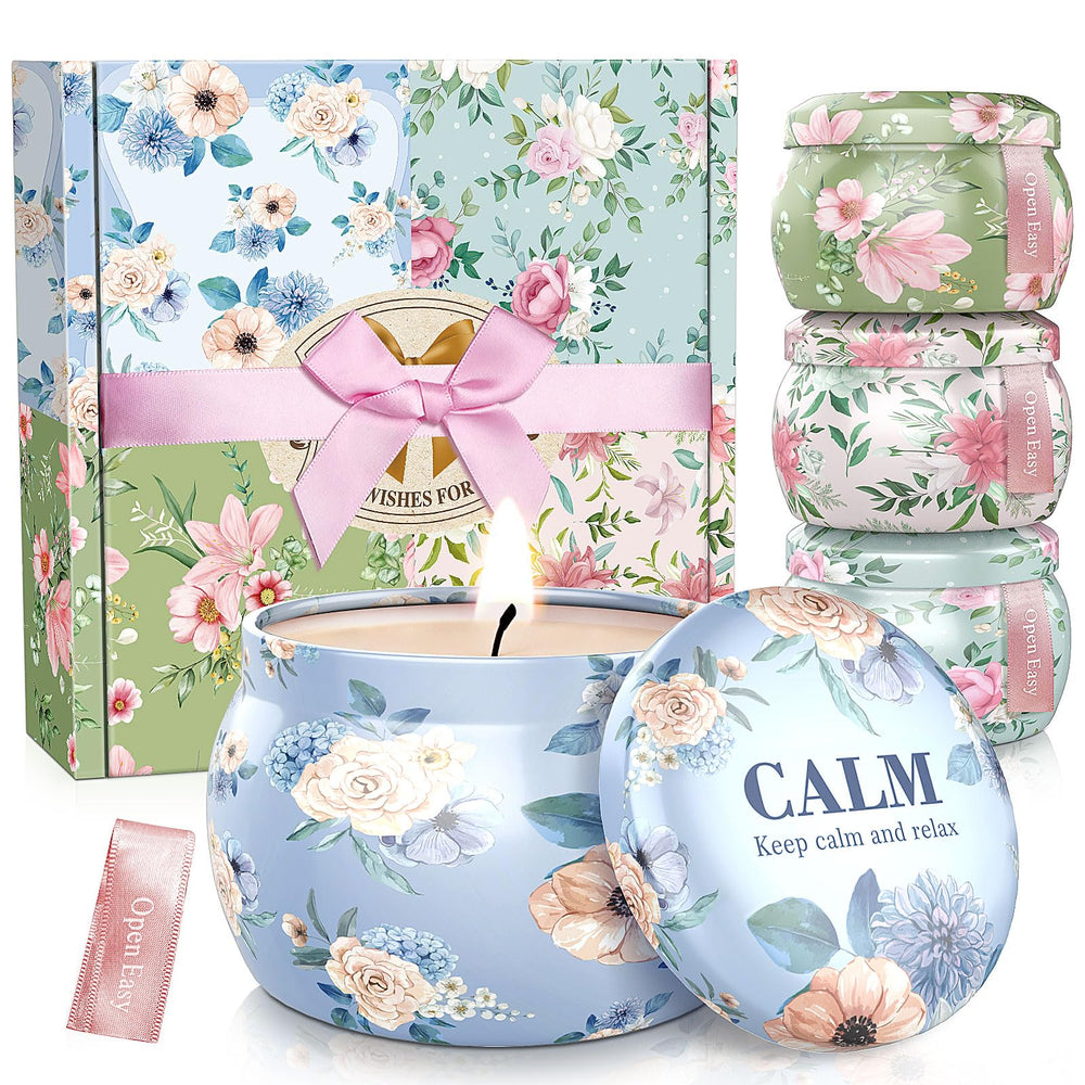 BlissfulOasis four-pack scented candles with lids