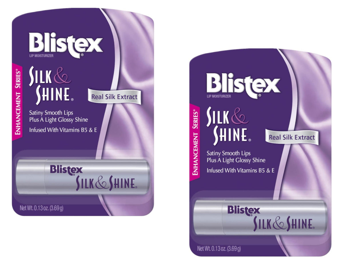 Blistex Silk & Shine lip moisturizer compact glides on satin-soft lips.