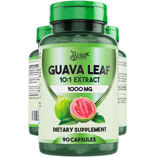 Bliva Guava Leaf Extract Capsules bottle and label