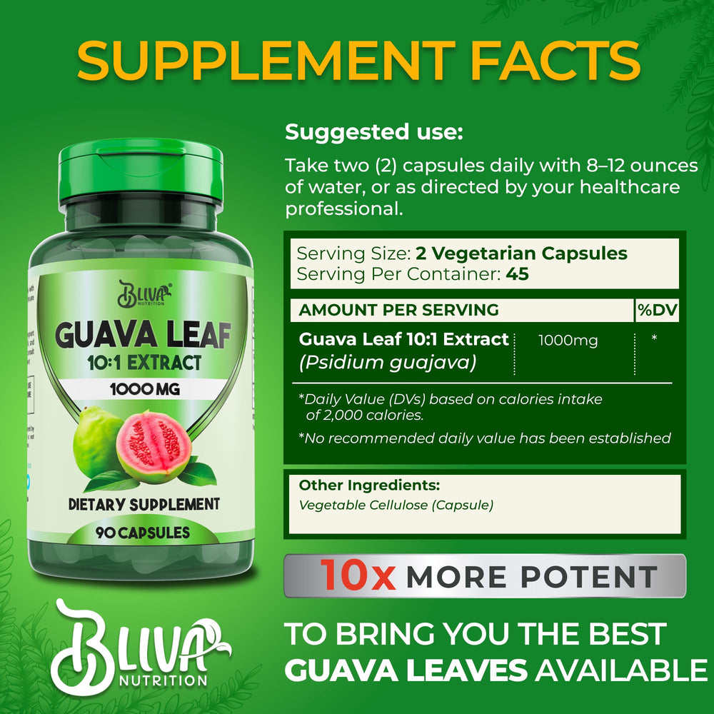Bliva Guava Leaf Extract capsules packaging
