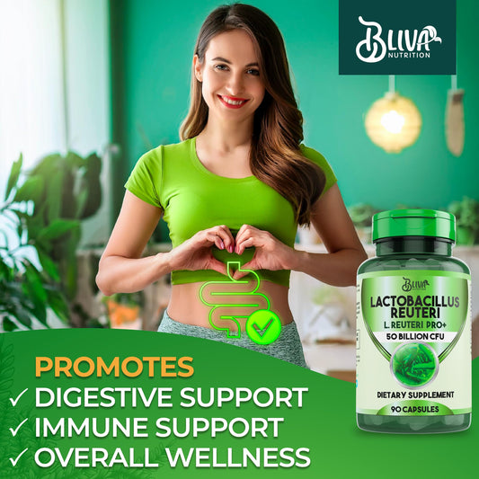 BLIVA Lactobacillus Reuteri bottle back label with supplement facts