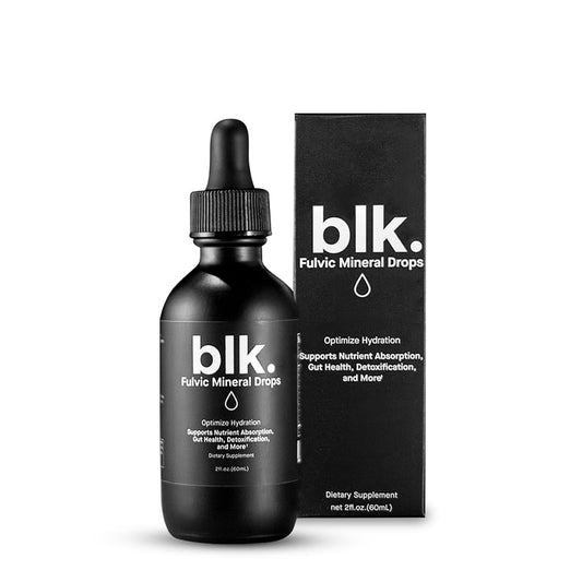 blk PH 8+ mineral alkaline water drops bottle label close-up