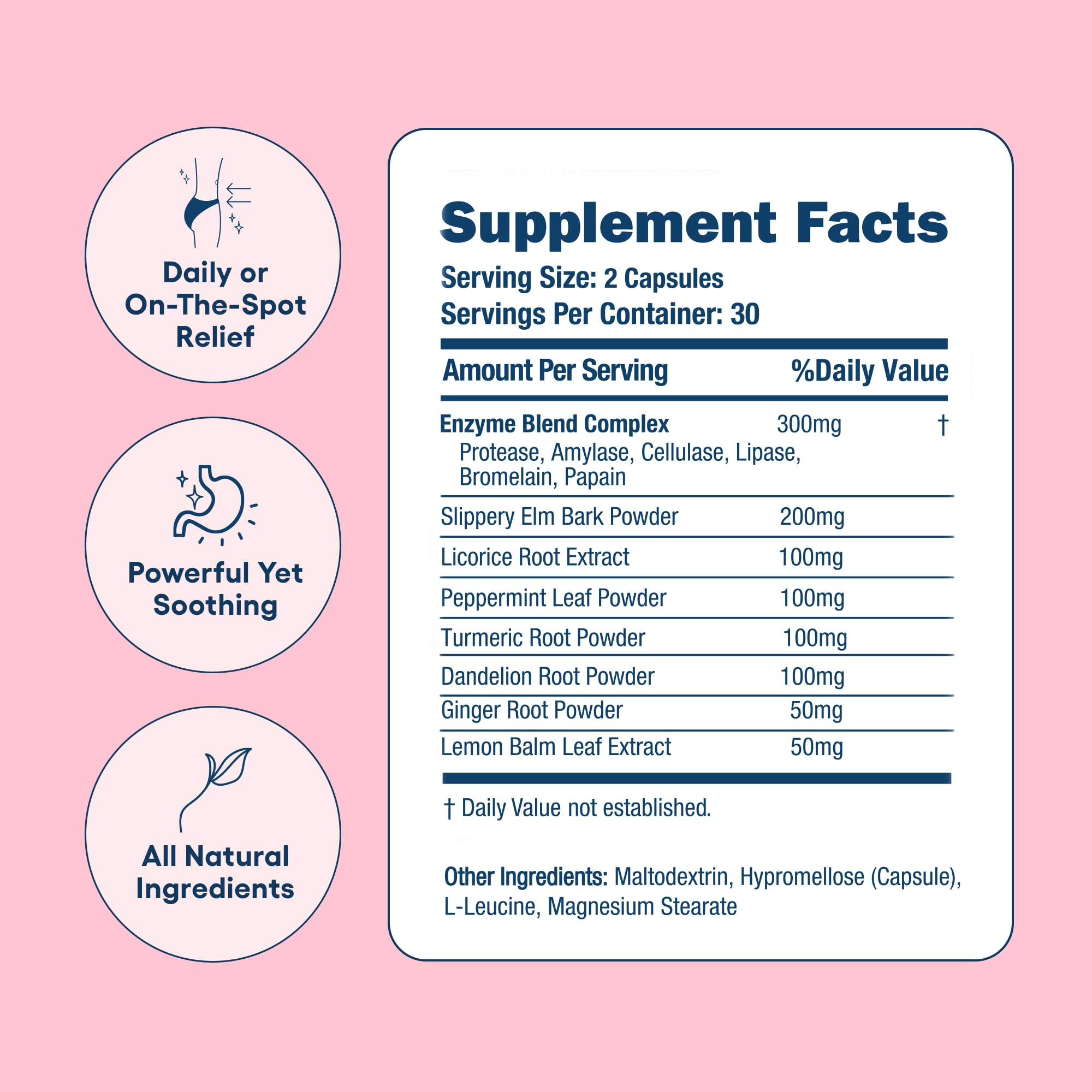 Bloat Be Gone product label close-up highlighting vegan formula