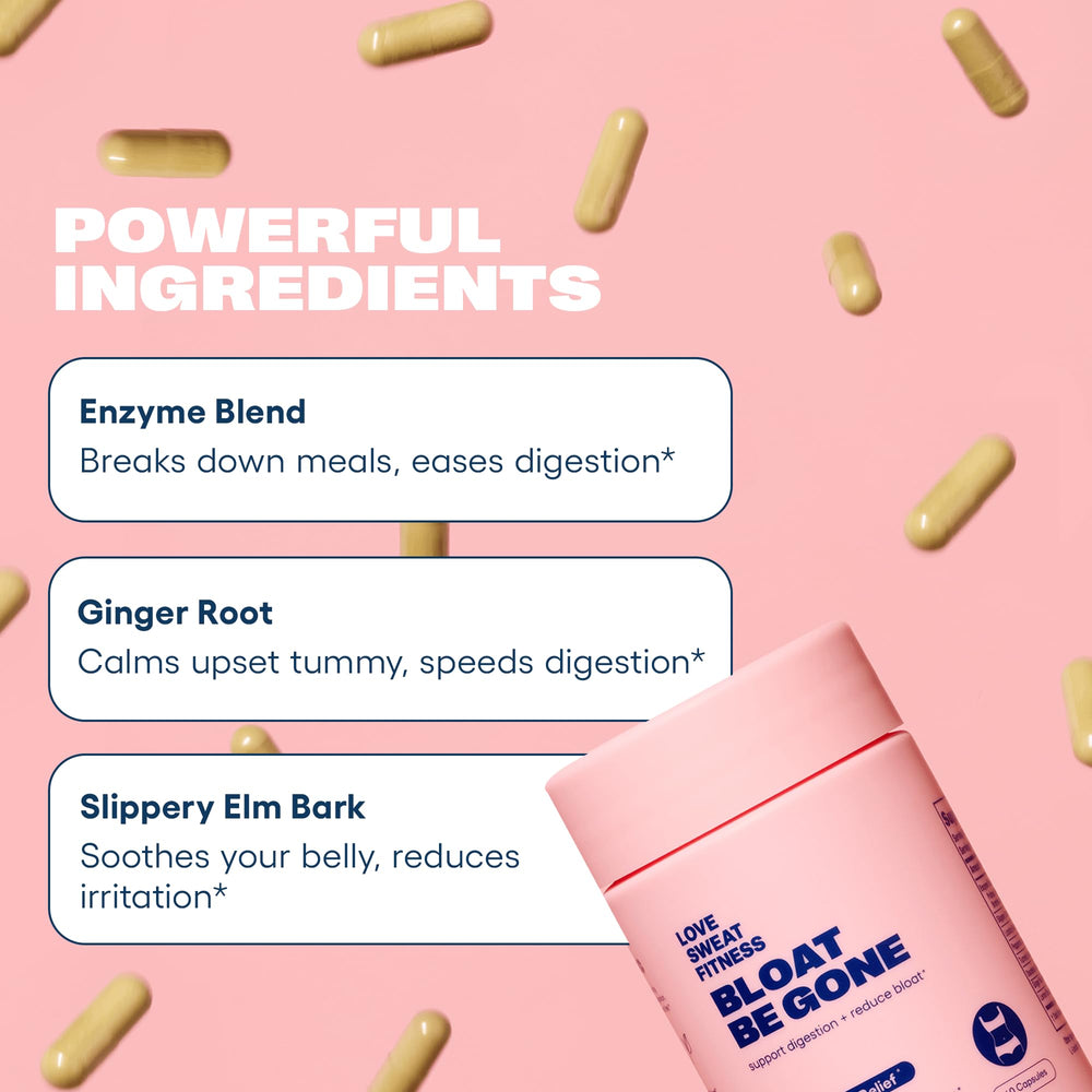 Illustration of digestive enzymes and herbal blend for bloating relief