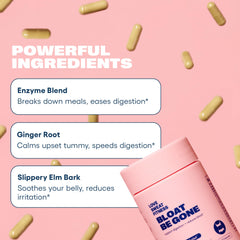 Illustration of digestive enzymes and herbal blend for bloating relief