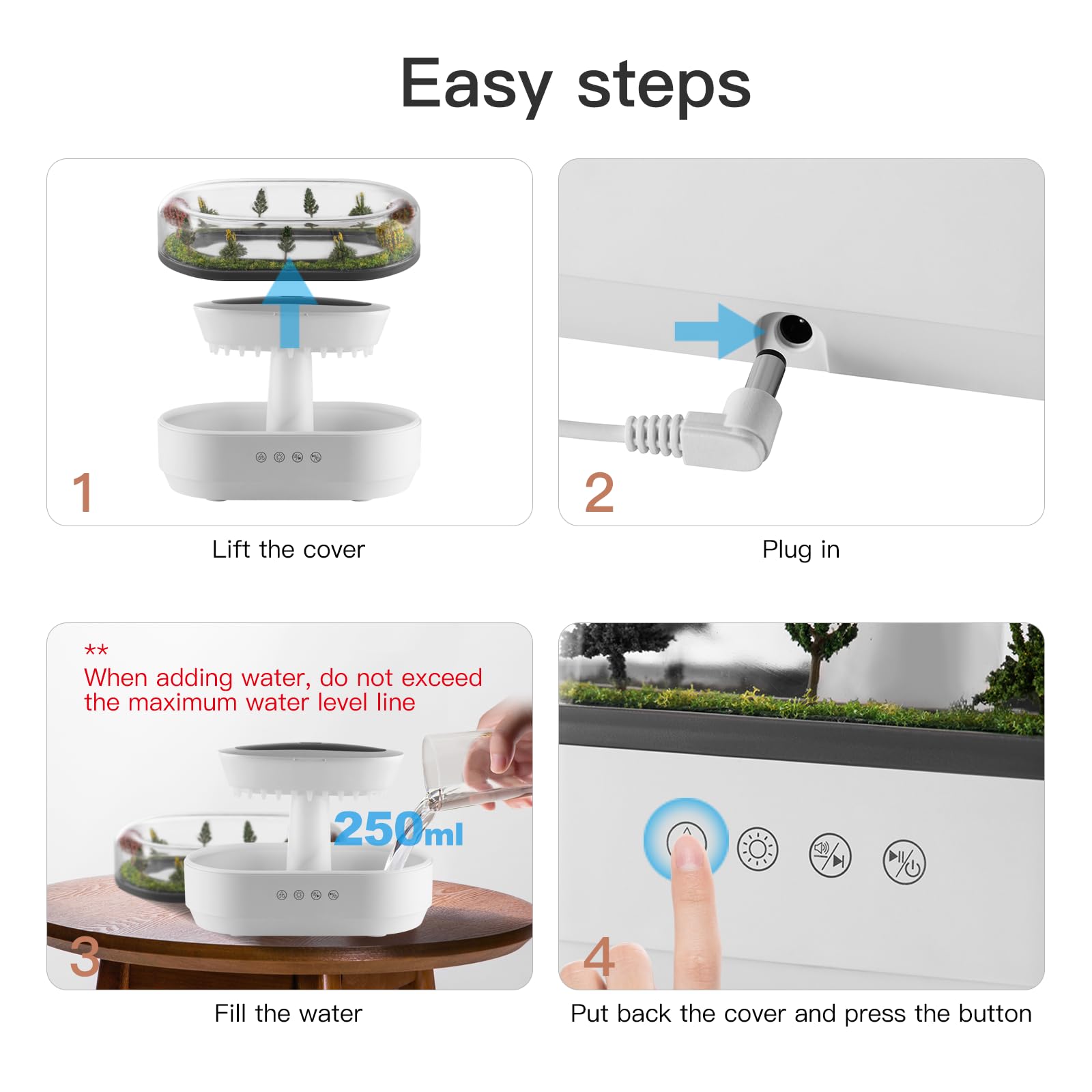 Stylish decor diffuser with 7 LED light modes for ambience