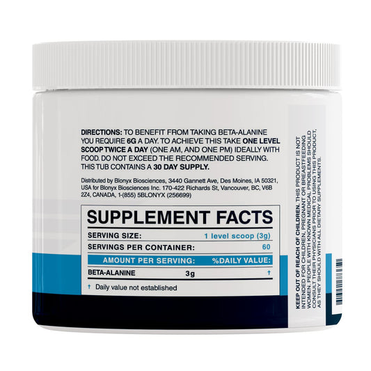 Close-up of Blonyx Beta-Alanine capsules
