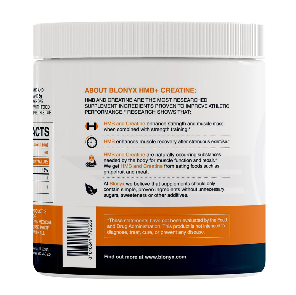 Blonyx HMB+Creatine being poured into a glass for convenient daily use.