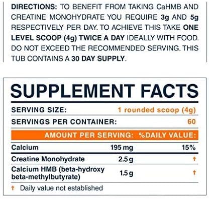 Ingredients list for Blonyx HMB + Creatine