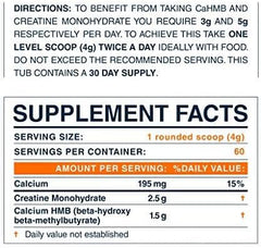 Ingredients list for Blonyx HMB + Creatine