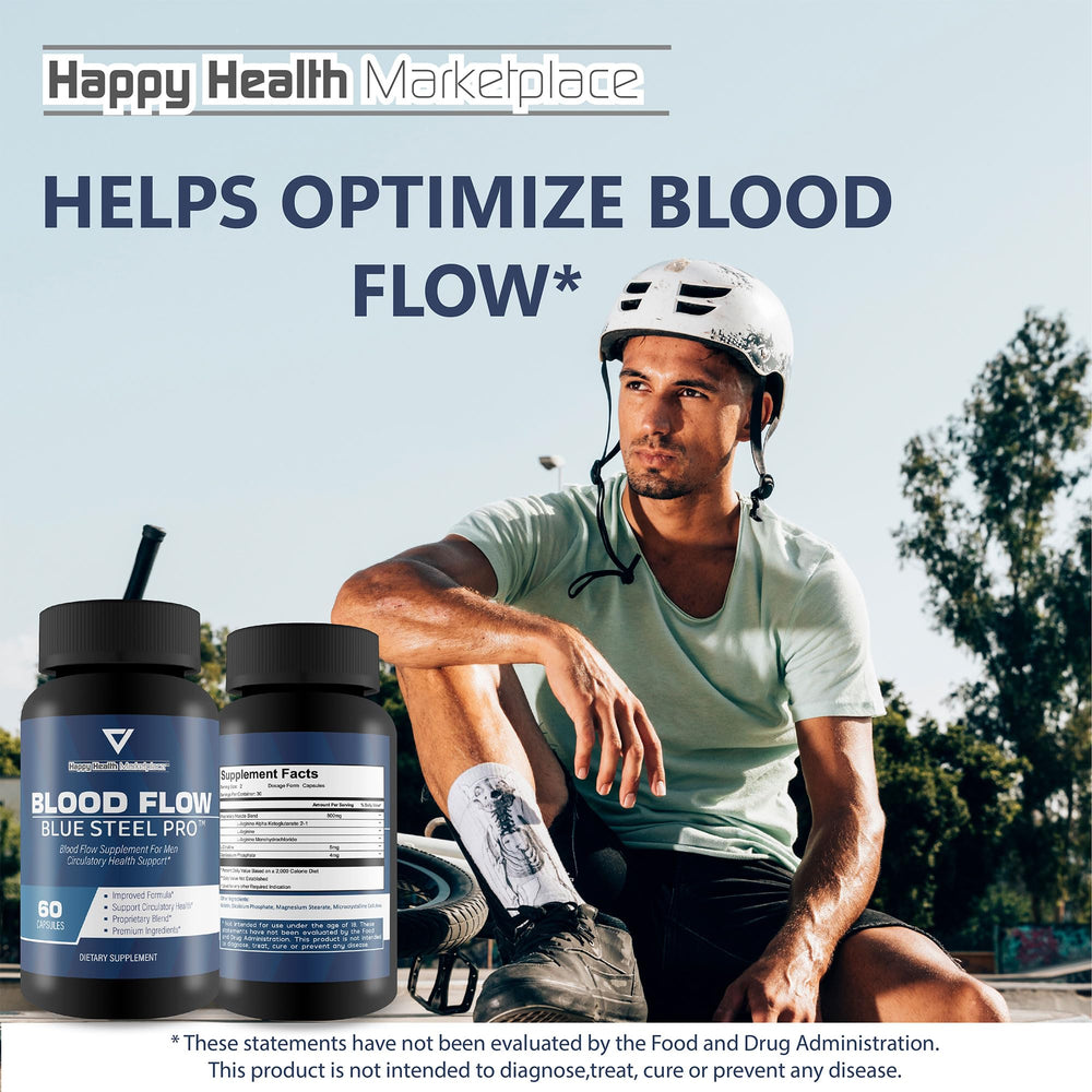 Blood Flow Blue Steel Pro bottle with USA-made quality badge