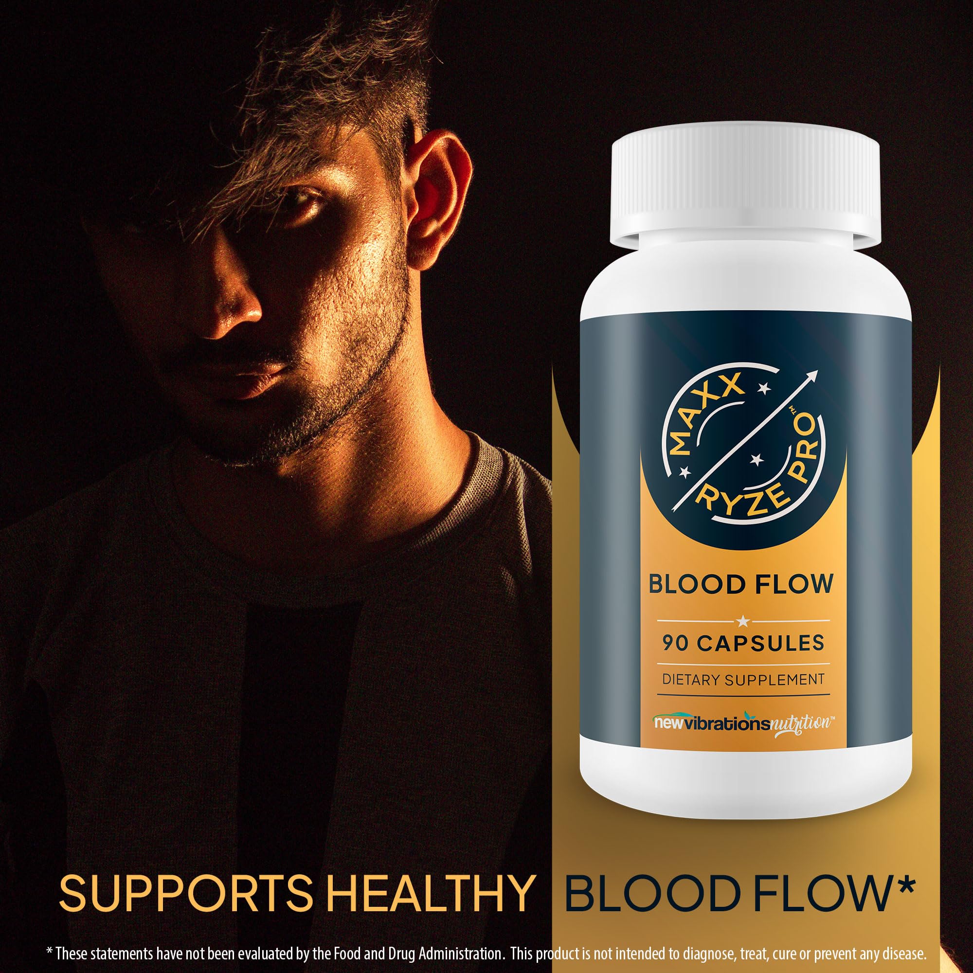 Made in the USA badge on Blood Flow Maxx Ryze Pro packaging