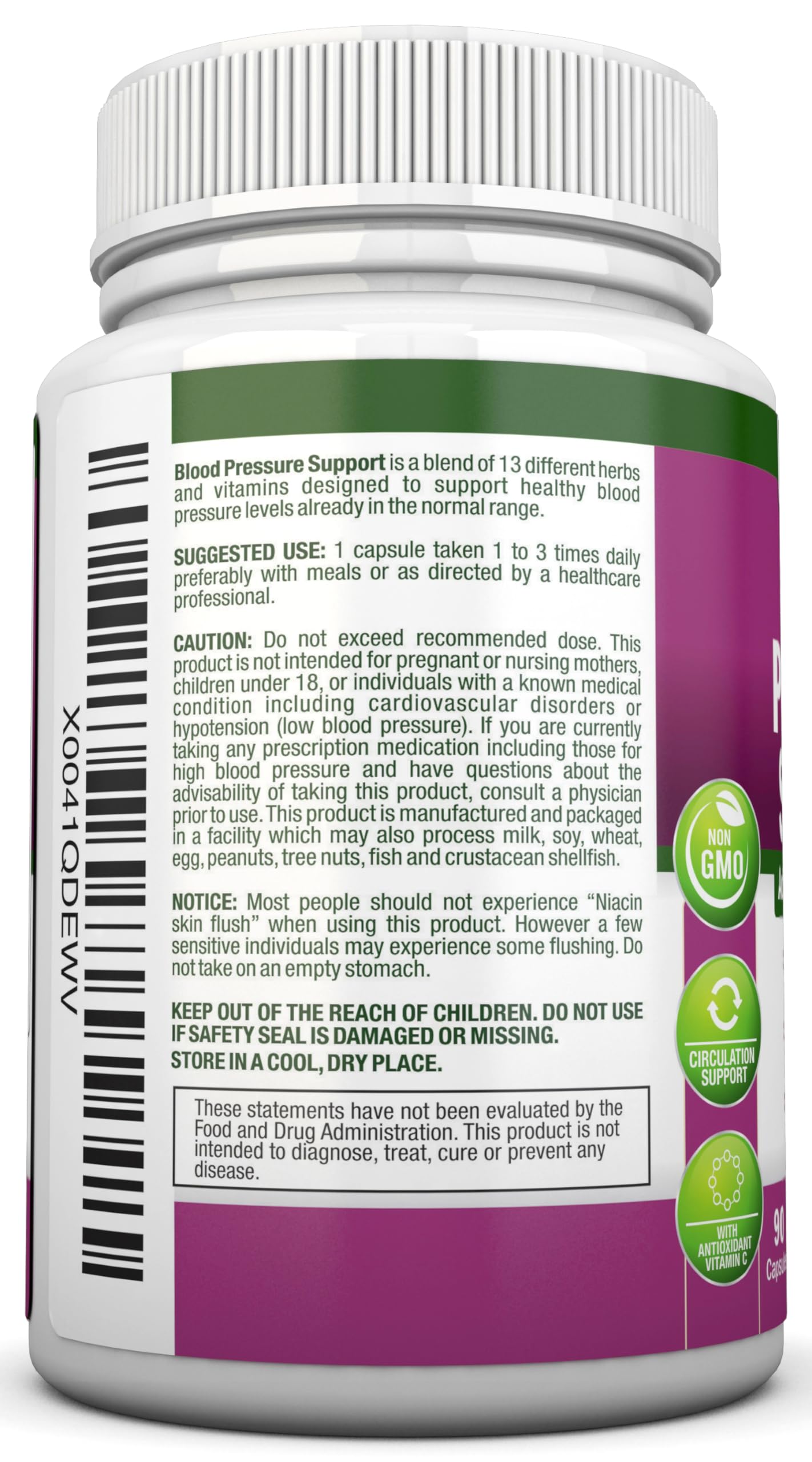 Capsules of Blood Pressure Support supplement on white background