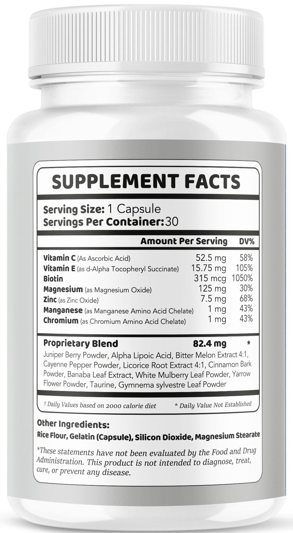 Supplements bottle on white background