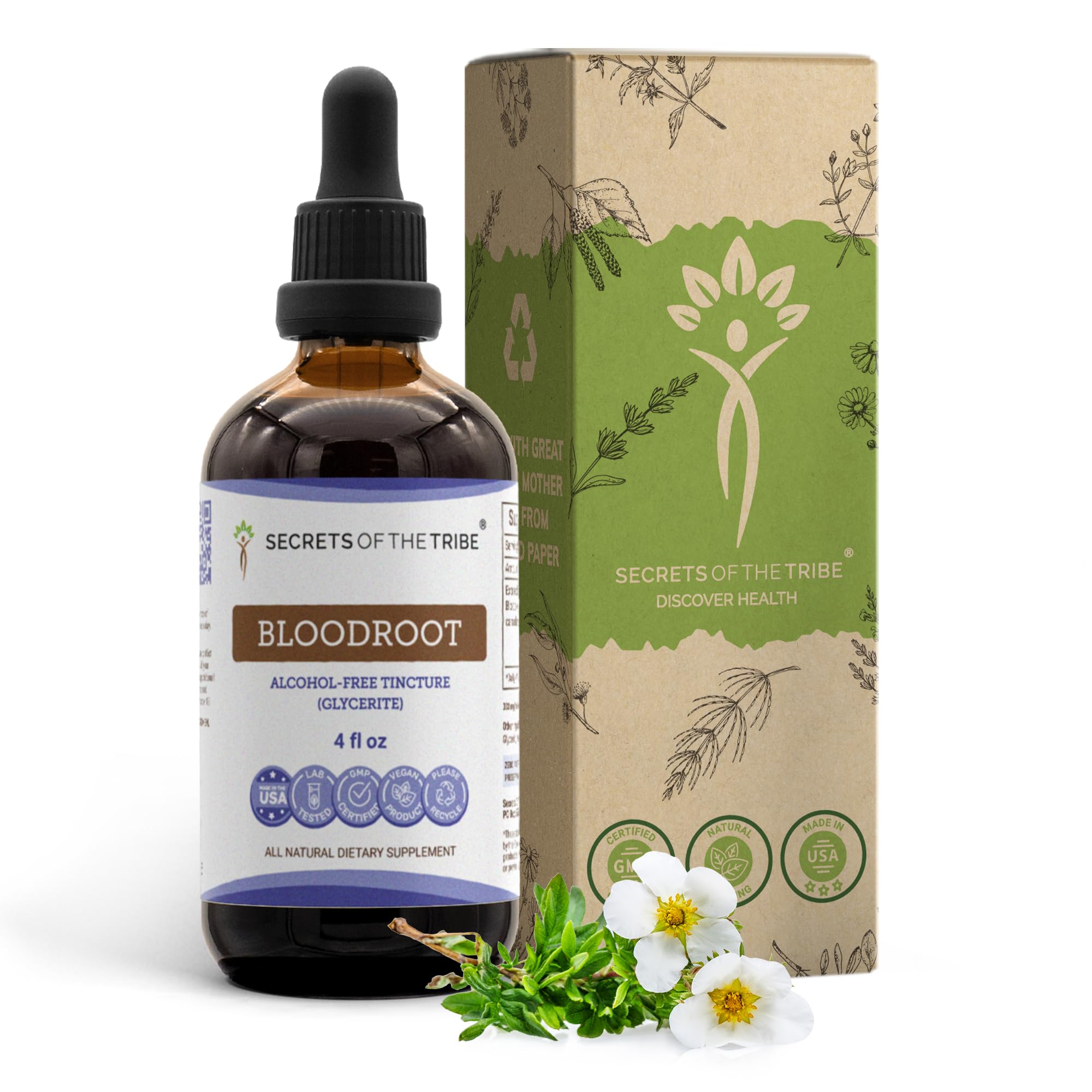 Bloodroot Alcohol-Free Tincture bottle with 4 oz label