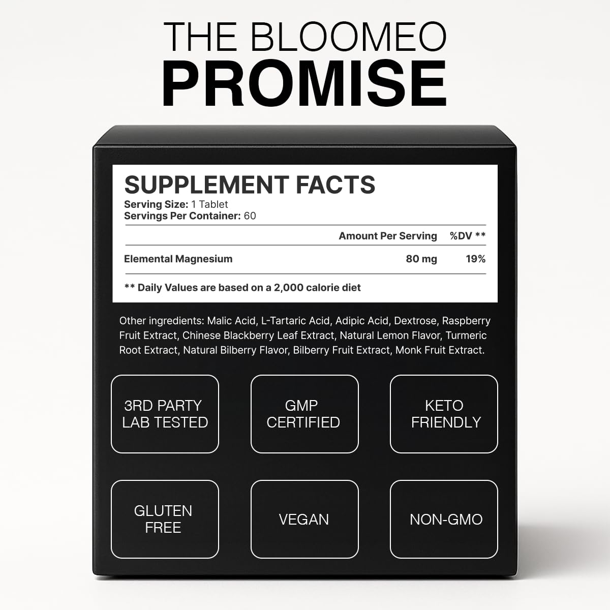 Close-up of bottle label for Bloom H2 Tabs