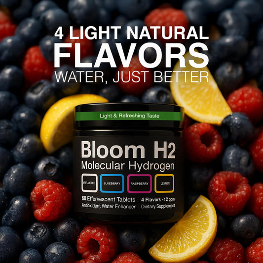 Bloom H2 Tabs Lemon flavor dissolving in water for hydrogen-rich drink