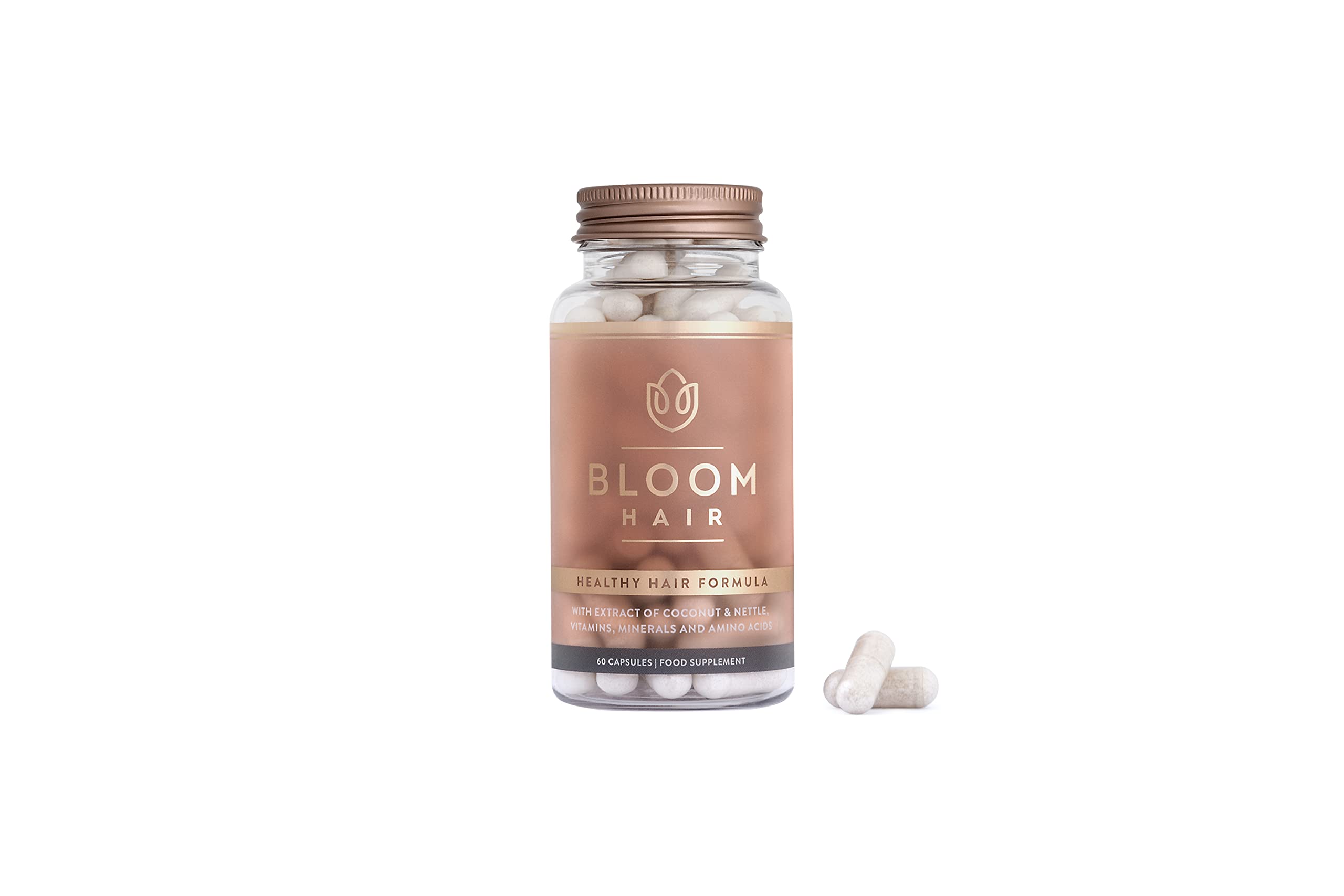 Vitamin and active ingredient illustration for Bloom Hair Capsules